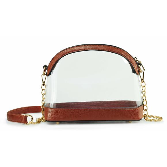 Clear Cross Body Bag With Vegan Leather Trim Stadium Aroved Shoulder :| - Picture 1 of 7